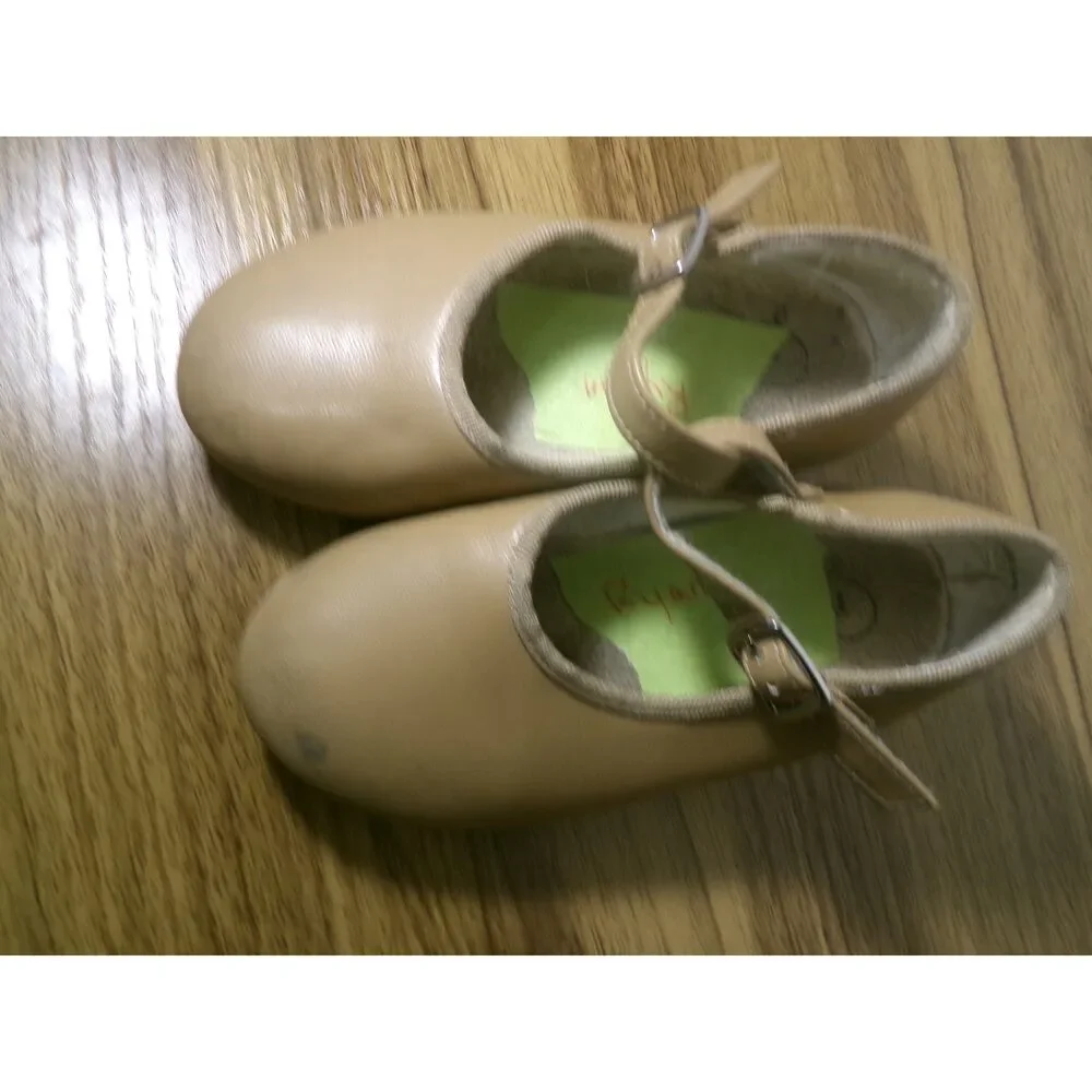 Pre-Owned Dance Tap Shoes Revolution Style 826 10M Child Mary Jane Buckle Tan